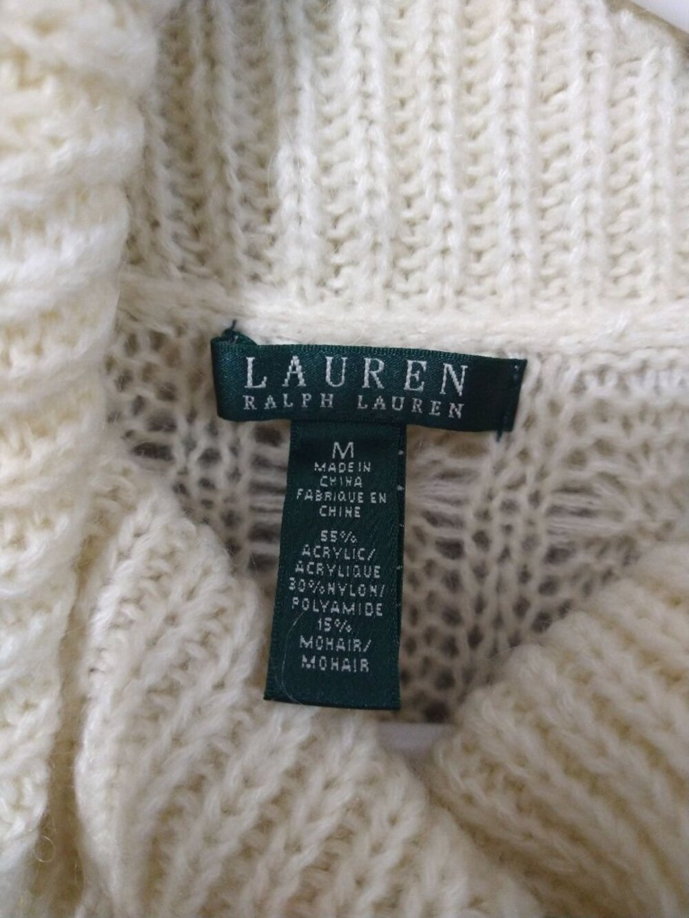 Ralph Lauren Sweater Womens Medium Ombre Turtleneck Cable Knit Mohair Blend - Picture 5 of 7